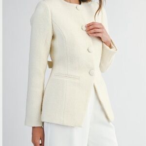 Women's Cream Tailored Button-Front Blazer